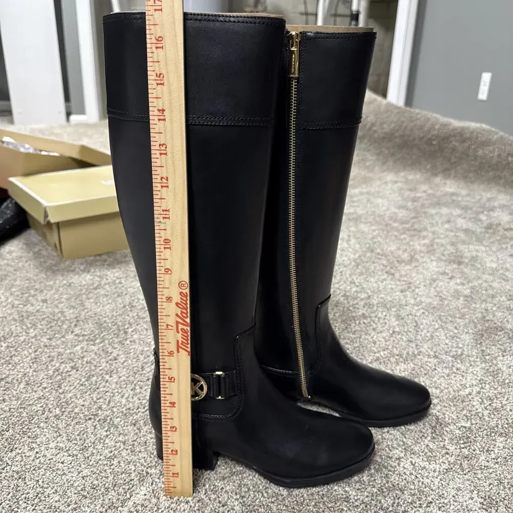 Michael Kors Harland Knee High Riding Boots Black Leather 5M NWB